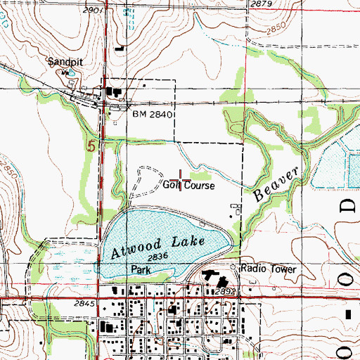 Topographic Map of Atwood Country Club, KS