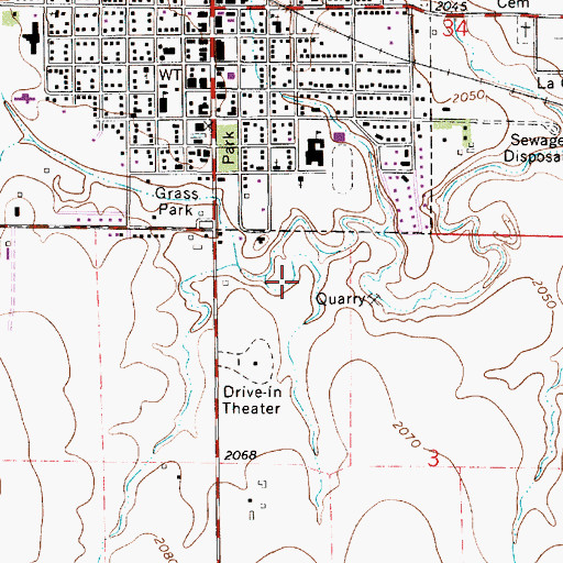 Topographic Map of La Crosse Country Club, KS