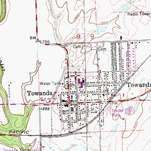 Topographic Map of Towanda Public Library, KS