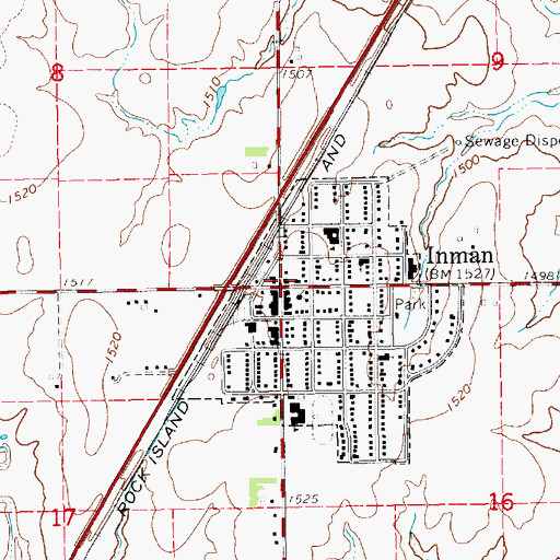 Topographic Map of Inman Public Library, KS