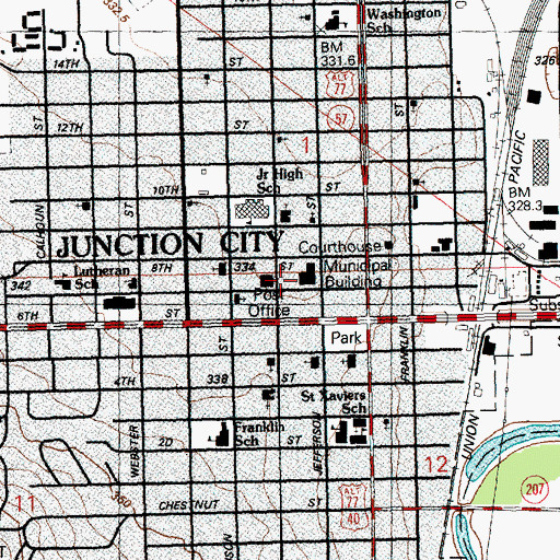 Topographic Map of Dorothy Bramlage Public Library, KS