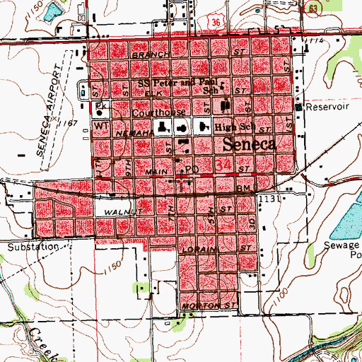 Topographic Map of Seneca Free Library, KS