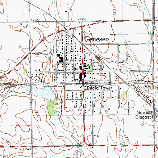 Topographic Map of Geneseo Public Library, KS