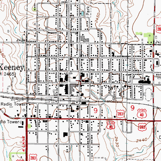Topographic Map of Wakeeney Public Library, KS