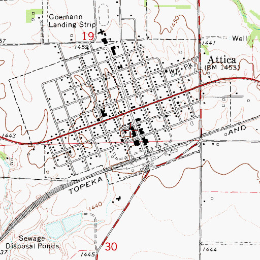 Topographic Map of Attica City Library, KS
