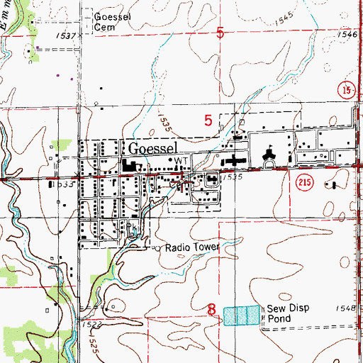 Topographic Map of Goessel Public Library, KS