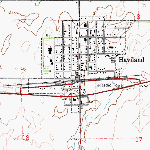 Topographic Map of Kiowa County Library, KS