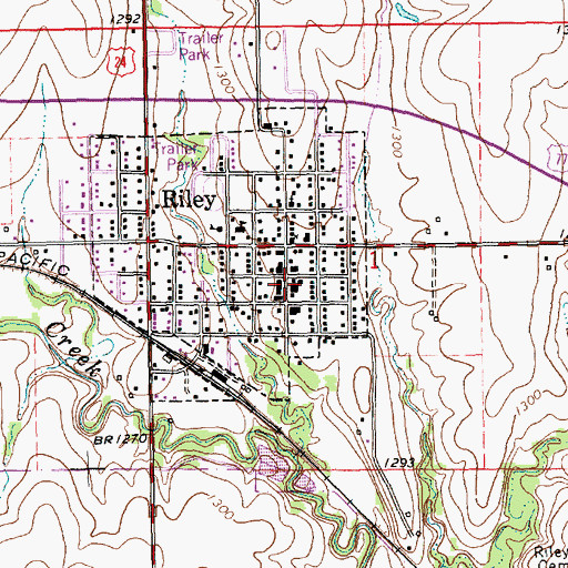 Topographic Map of Riley City Library, KS