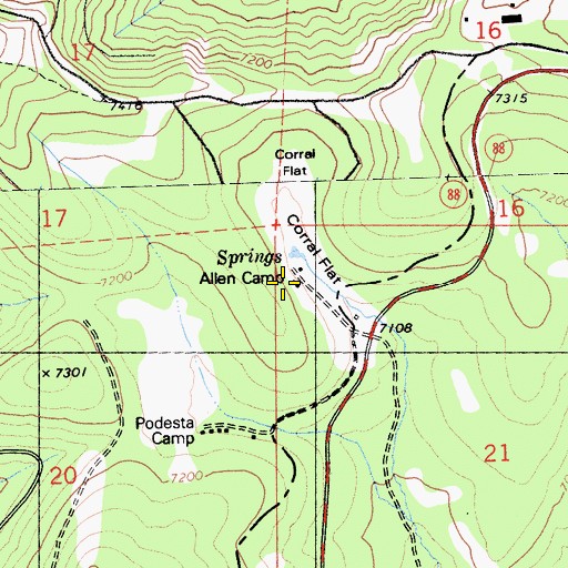 Topographic Map of Allen Camp, CA