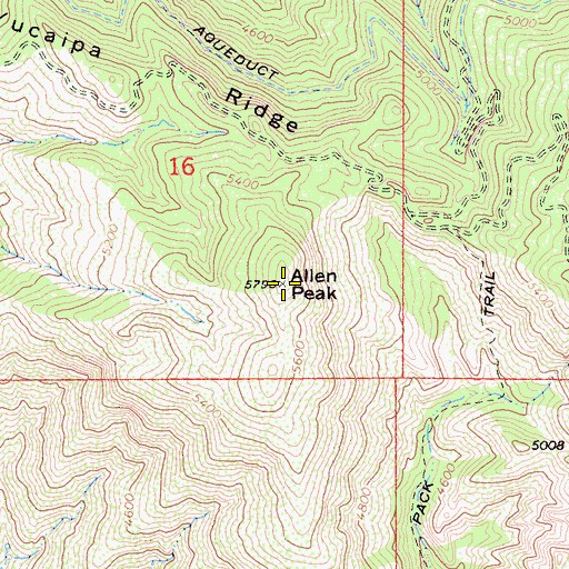 Topographic Map of Allen Peak, CA
