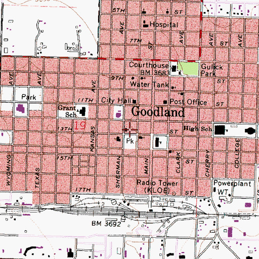 Topographic Map of Ennis - Handy House, KS