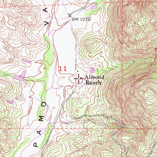 Topographic Map of Almond Ranch, CA