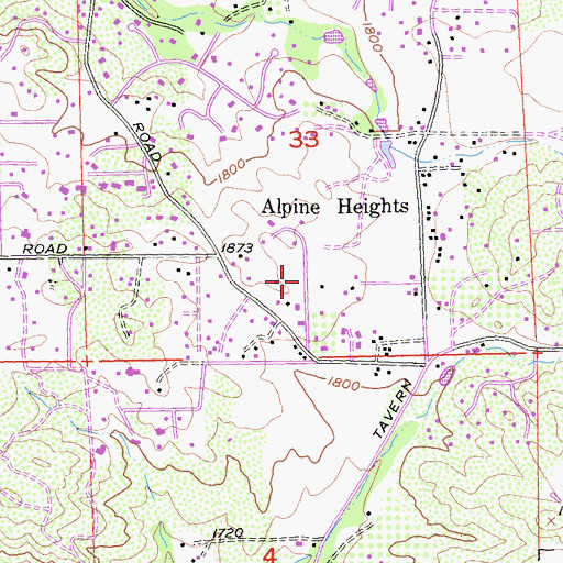 Topographic Map of Alpine Heights, CA
