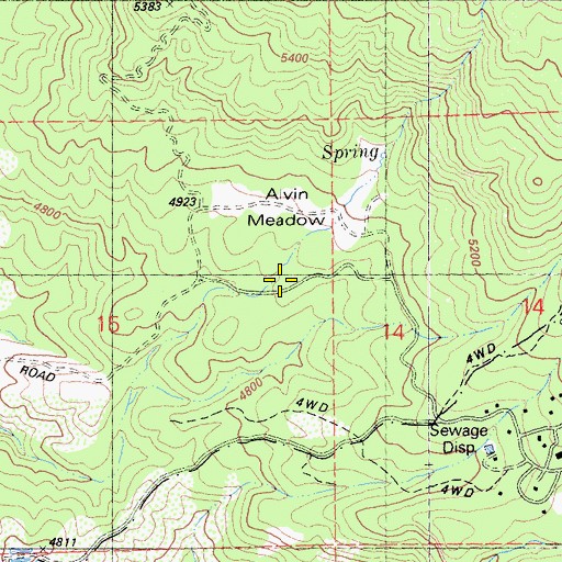 Topographic Map of Alvin Meadows, CA