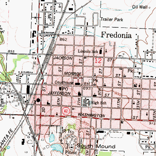 Topographic Map of Wilson County Health Department, KS