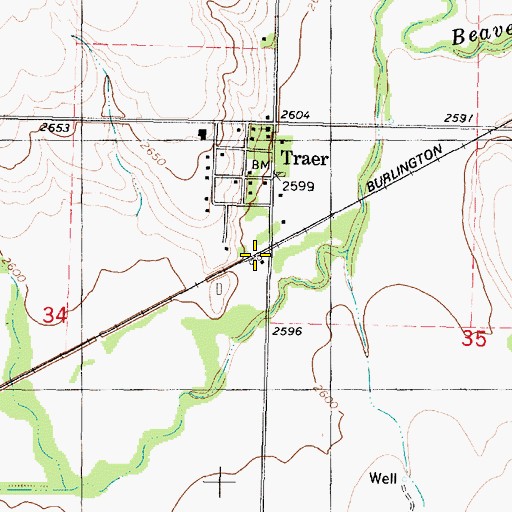 Topographic Map of D and S Grain and Cattle Company Grain Elevator Number 1, KS