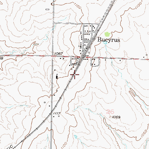 Topographic Map of Guetterman Brothers Elevator Grain Elevator Number 1, KS