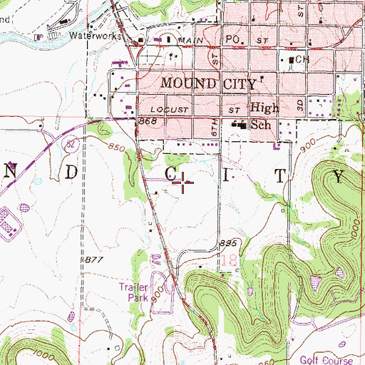Topographic Map of Beachner Grain Elevator Number 25, KS