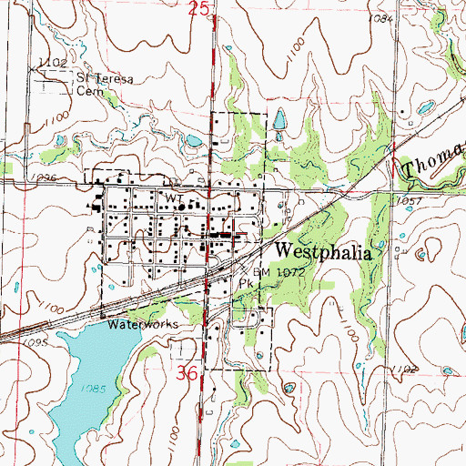 Topographic Map of Westphalia Fire Station, KS