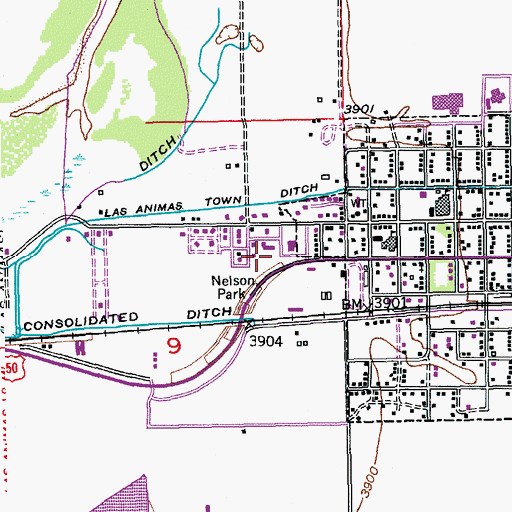 Topographic Map of Bent County Public Health Office, CO
