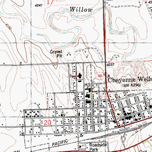Topographic Map of Keefe Memorial Hospital, CO