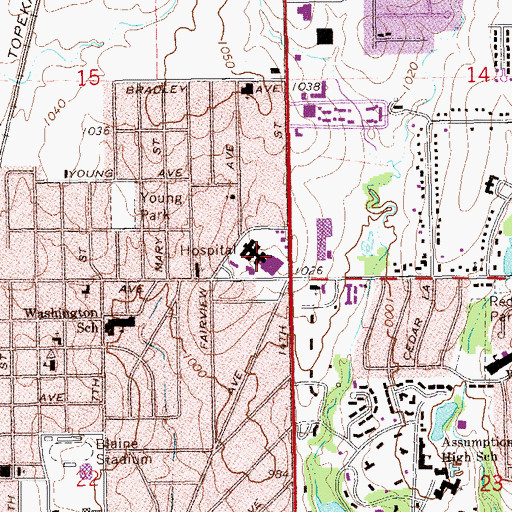 Topographic Map of Alliance Health Ponca City, OK