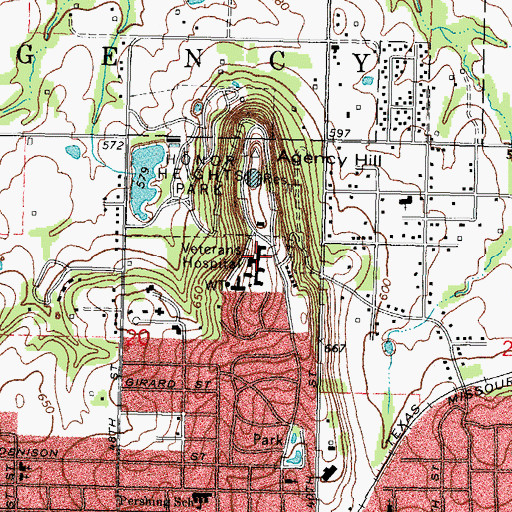 Topographic Map of Jack C Montgomery Veterans Affairs Medical Center, OK