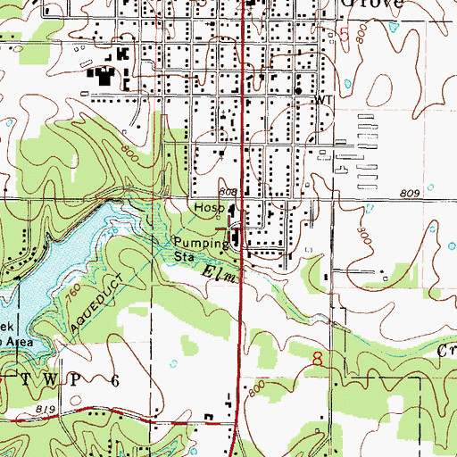 Topographic Map of Grove Emergency Medical Services, OK