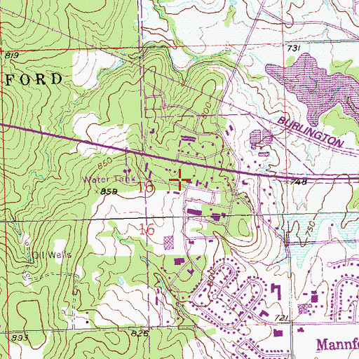 Topographic Map of Mannford Ambulance, OK