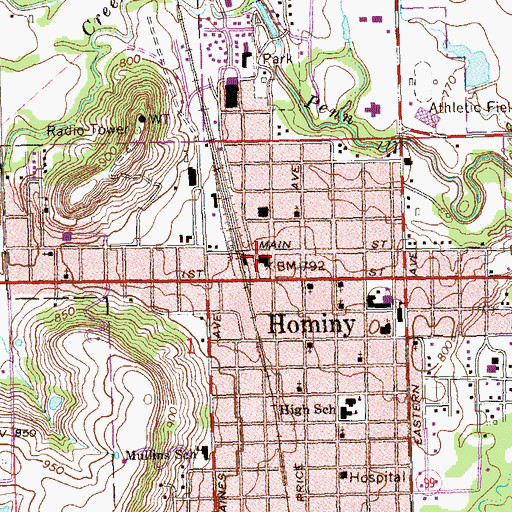 Topographic Map of Hominy Community Medical Trust Authority EMS, OK