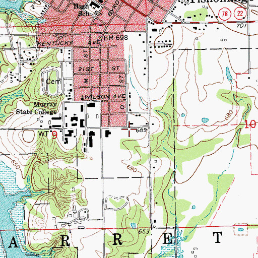 Topographic Map of Johnston County Ambulance Service, OK