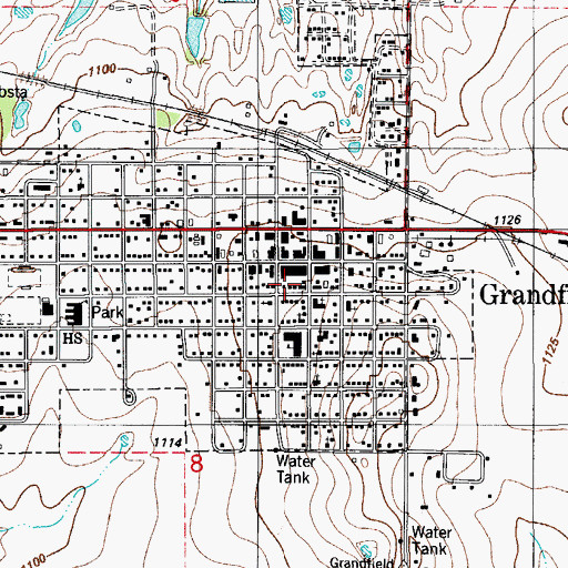 Topographic Map of Grandfield Ambulance Service, OK