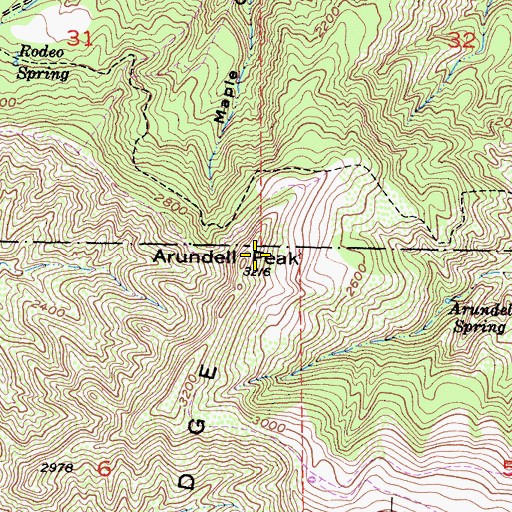 Topographic Map of Arundell Peak, CA