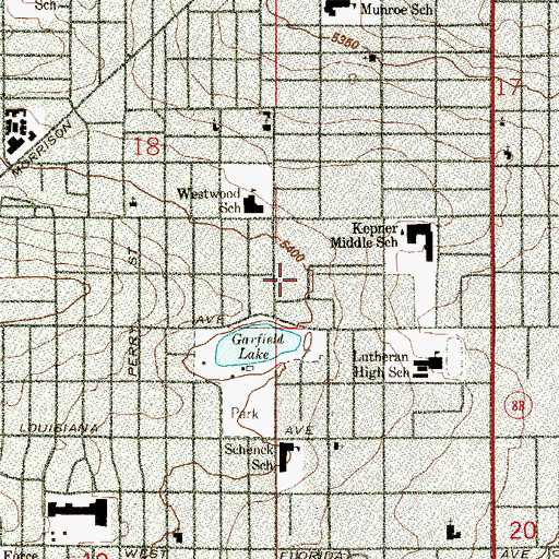 Topographic Map of Denver Public Library Westwood Branch, CO