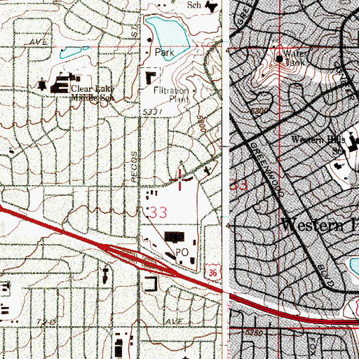 Topographic Map of Anythink Perl Mack Library, CO