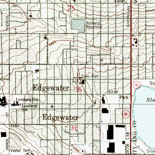 Topographic Map of Jefferson County Public Library Edgewater Branch, CO