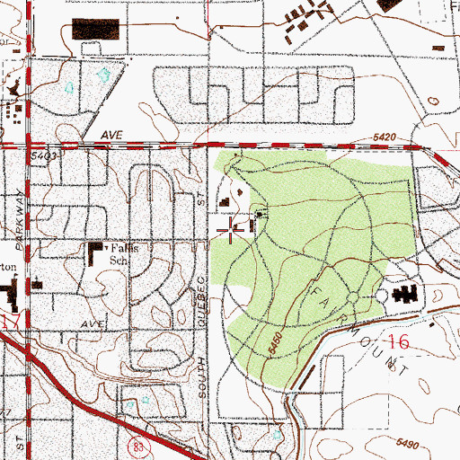 Topographic Map of Emanuel Cemetery at Fairmount, CO