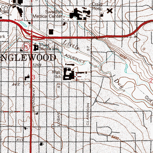 Topographic Map of Englewood High School Stadium, CO