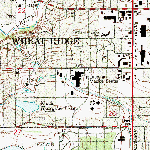 Topographic Map of Exempla Lutheran Medical Center Library, CO