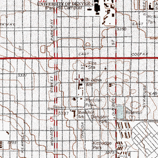 Topographic Map of Saint James Catholic Church, CO