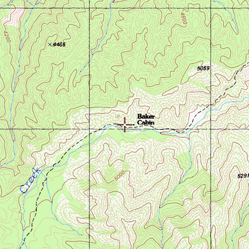 Topographic Map of Baker Cabin, CA