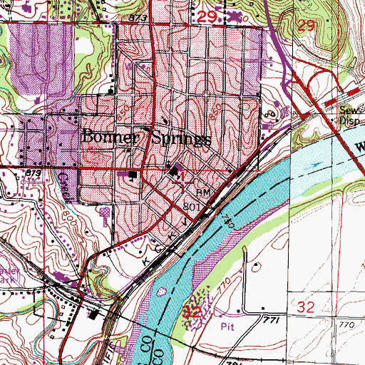 Topographic Map of Bonner Springs Emergency Medical Services, KS