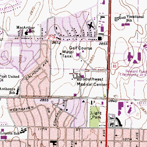 Topographic Map of Seward County Emergency Medical Services, KS