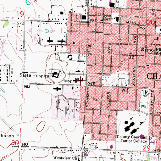 Topographic Map of Neosho Memorial Regional Medical Center, KS