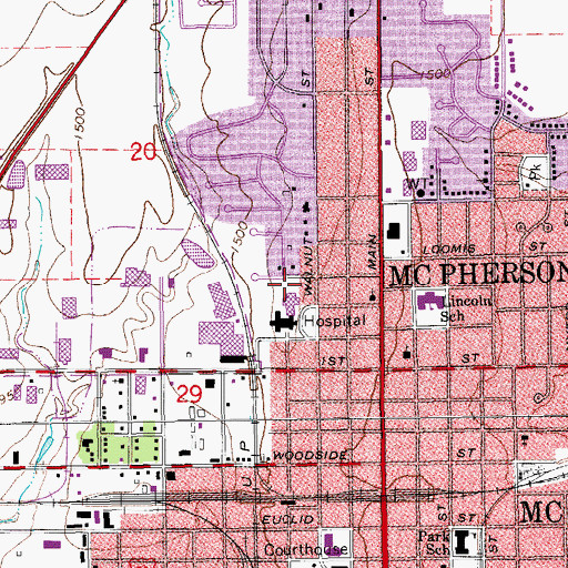 Topographic Map of McPherson Emergency Medical Services, KS