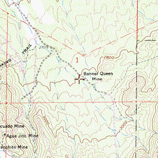 Topographic Map of Banner Queen Mine, CA