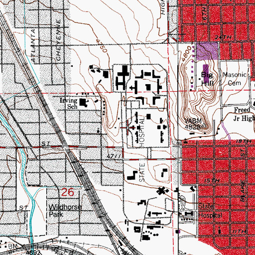 Topographic Map of La Vista Correctional Facility, CO