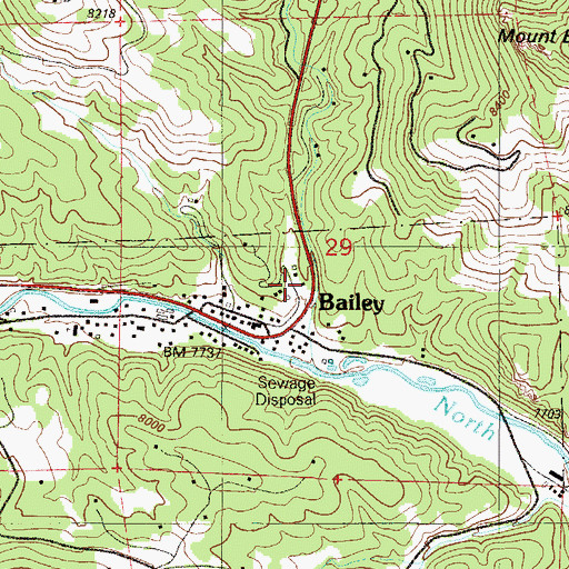 Topographic Map of Colorado State Patrol Bailey Office Post 3, CO