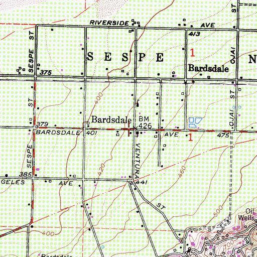 Topographic Map of Bardsdale, CA