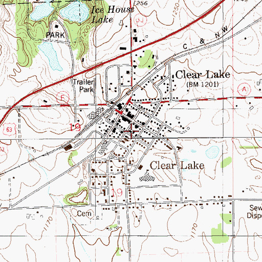 Topographic Map of Clear Lake Fire Department, WI